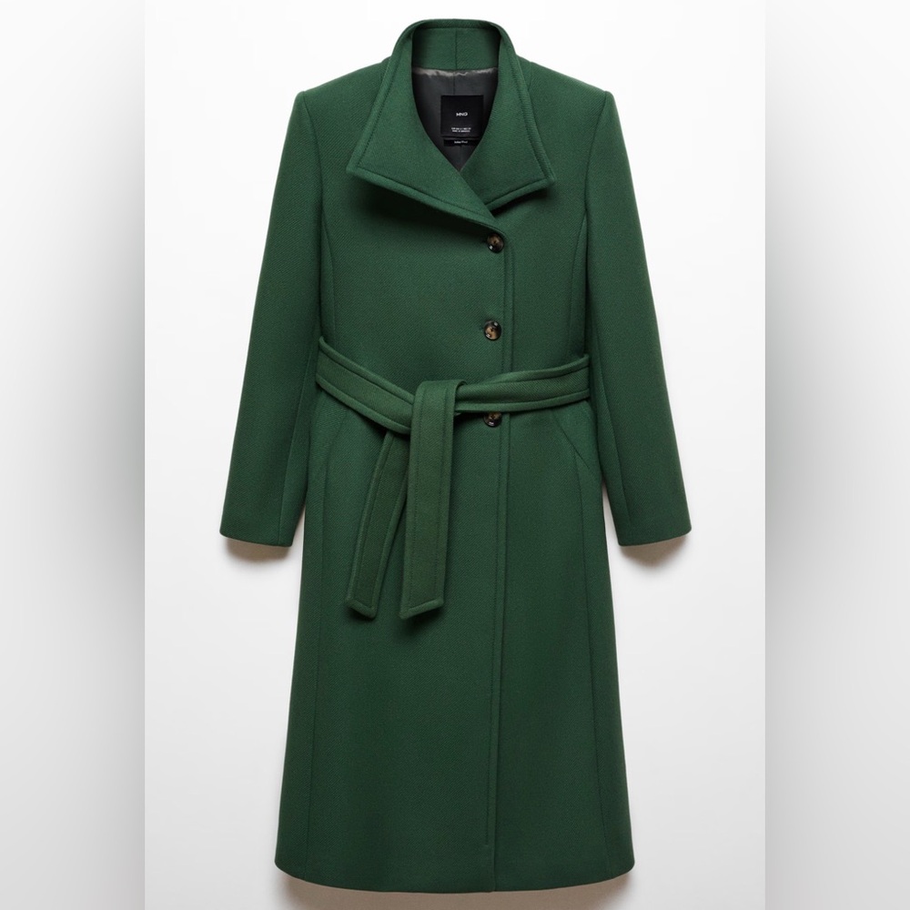 GREEN MANTECO WOOL COAT WITH BELT (NWOT)